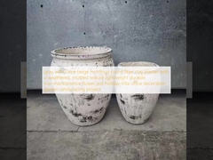 gri bazı beige lekelerle yuvarlak lif kil bitki yetiştiricisi hava koşulları, lekelenmiş dokuyla hafif dayanıklı düşük bakımlı çiçek küpü tatil villa ofis dekorasyonu bahçe peyzaj projesi