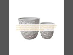 mat gri yuvarlak vazo şeklinde fiber kil saksı hafif dayanıklı az bakım gerektiren çiçek saksısı tatil villası ofis dekorasyonu bahçe peyzaj projesi