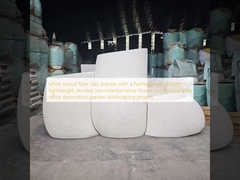 beyaz yuvarlak fiber kil saksı, balıksırtı desenli, hafif, dayanıklı, az bakım gerektiren saksı, tatil villası ofis dekorasyonu, bahçe peyzaj projesi