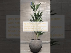 doğal kaya benzeri bir desenli gri dokulu yuvarlak elyaf kil bitkisi hafif dayanıklı düşük bakımlı çiçek küpü tatil villa ofis dekorasyonu bahçe peyzaj projesi