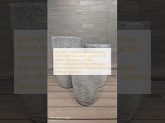 geometrik çatlak - gibi tasarım gri yuvarlak fiber kil saksı mozaik desenli hafif dayanıklı az bakım gerektiren saksı tatil villası ofis dekorasyonu çatı bahçeleri peyzaj projesi