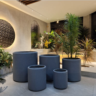 Dondurma Dayanıklı Plain Matte Round Fiber Clay Pot For Indoor Home Garden