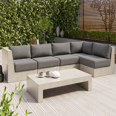 satın al Çin Foshan Şehri Beton Patio Dış Dekorasyon için Yan Masa Beton Masa Setleri Bench online manufacture