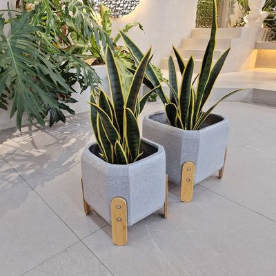 satın al Özel Tasarım Modern Tarzı Fiber Clay Planter With Hand Carve Finishing online manufacture