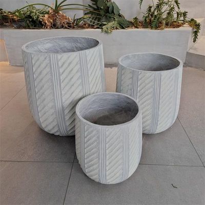 satın al D480*H480 Düzgün Bitki Arrangements için Teksturlu Yüzey Yuvarlak Fiber Clay Planter online manufacture