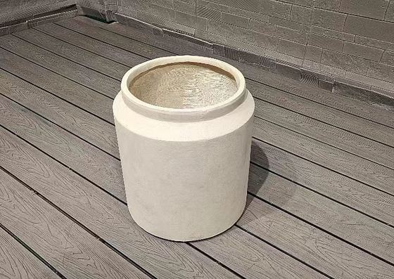satın al Açık Beige Düz Silindir Fiber Clay Dış Planter Mimarlık Peyzaj Tasarımı online manufacture