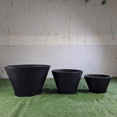 Toptan satış Popüler Fiber Clay Planter Tekstur Yüzeyi Beyaz Yuvarlak Çiçek Çömlekleri Dekorasyon İçin