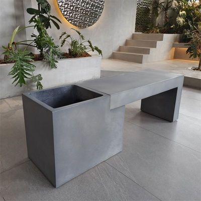 Dikdörtgen GRC Beton Patio Masa Bahçe Mobilyaları Açık Açık Beton Banklar