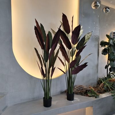 Hava Duruma Dirençli Gerçekçi Sahte Ventilatör Palmiye Ağacı Lush Dekorasyon için 110cm