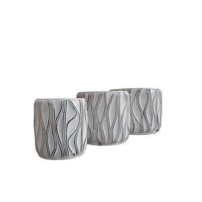 Yapılandırılmış yüzey yuvarlak Fiber Clay Planter 5-6 Yıllık Dış Çevre Yaşam Süresi Dayanıklı Yuvarlak Şekil