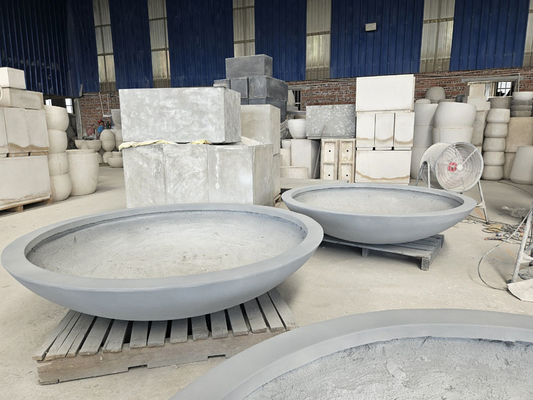 Ekstra Büyük Sığ Dairesel Yuvarlak Fiber Kil Saksı Bahçe Parkı Sukulentleri Yer Örtücüleri Peyzaj